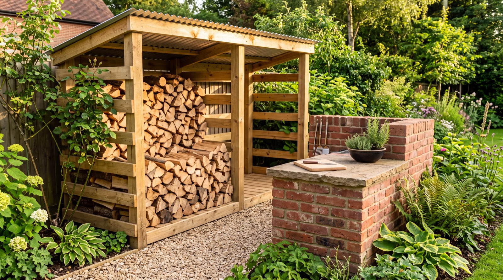 Outdoorküche und Holzunterstand selber bauen